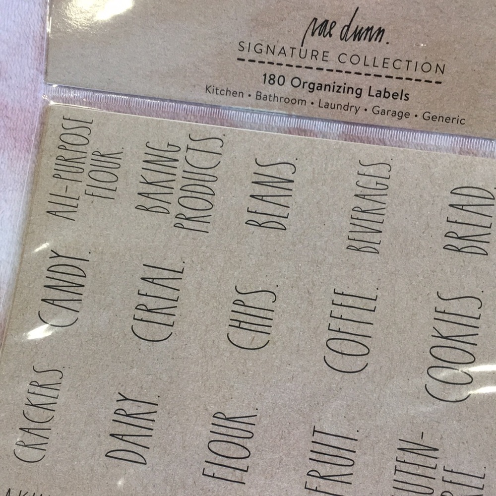 Rae Dunn Brown Organizing Labels 180 (4 sheets of 45) NWT kitchen laundry bath